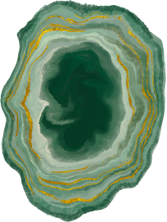 Marbleized Geode Green and Gold Sliced Stone Jade